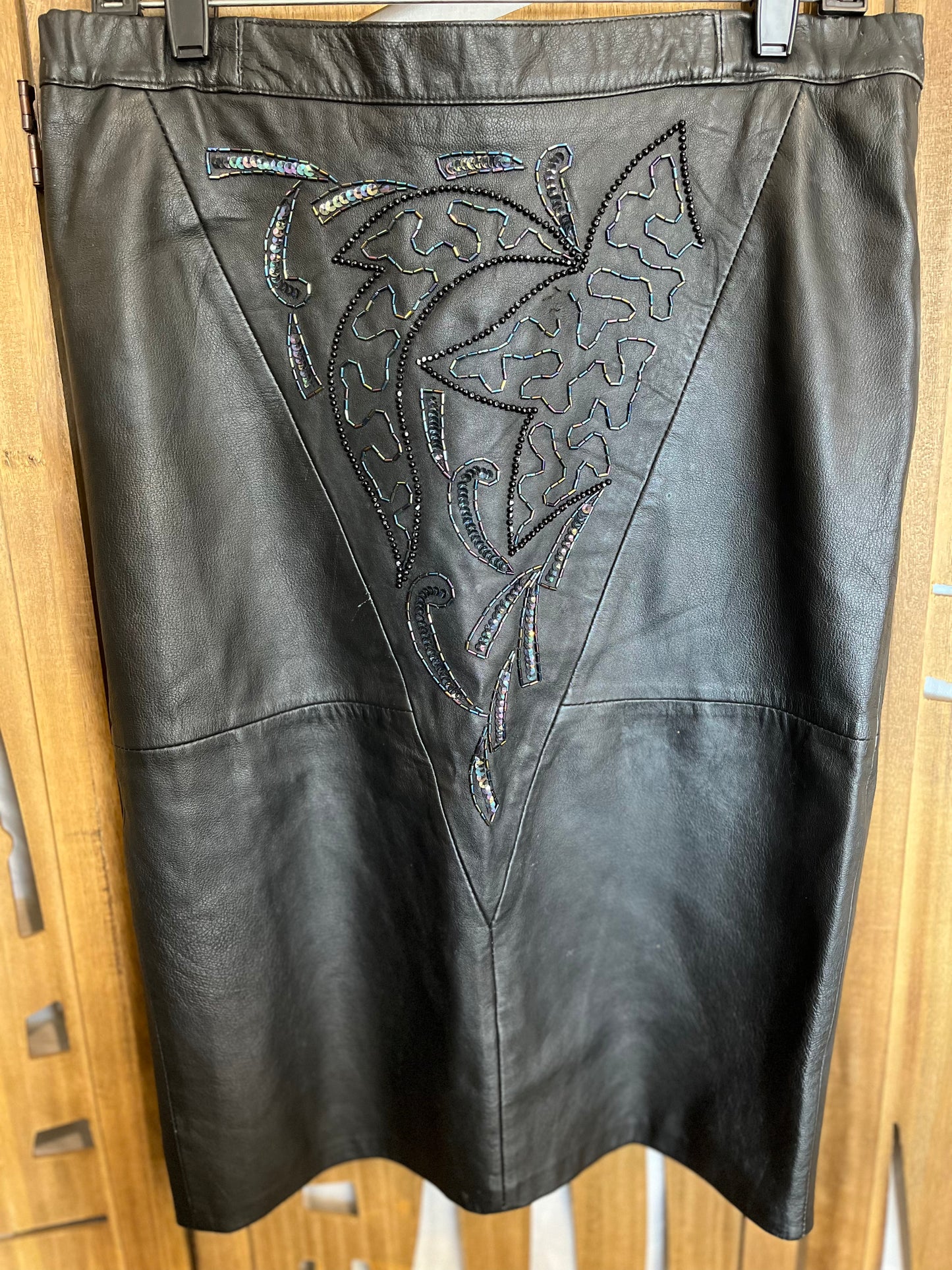 Beaded Leather Skirt