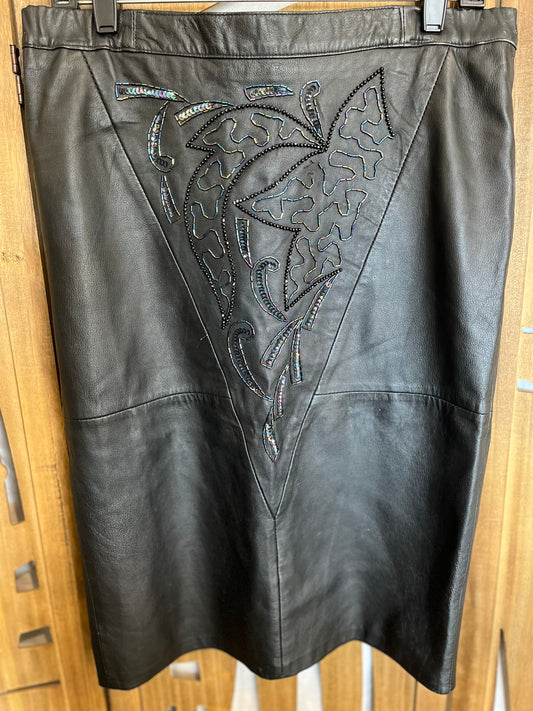 Beaded Leather Skirt