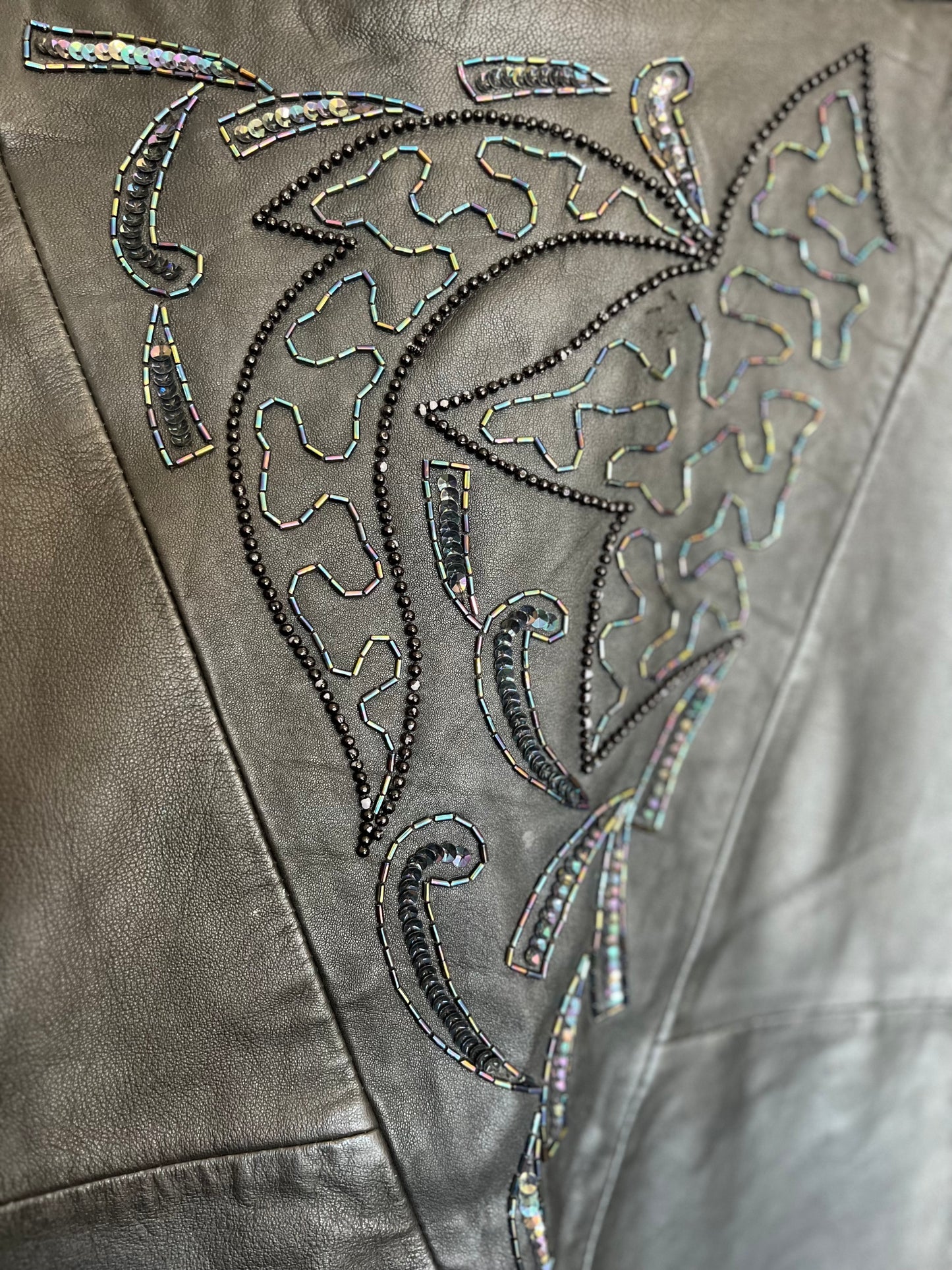 Beaded Leather Skirt