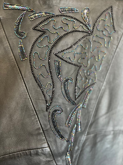 Beaded Leather Skirt